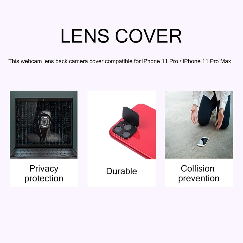 EYSOFT Camera Lens Cover Compatible for iPhone 11 Pro/iPhone 11 Pro Max, Camera Lens Protector Protect Your Privacy and Security,Strong Adhesive,2 Pack - Image 3